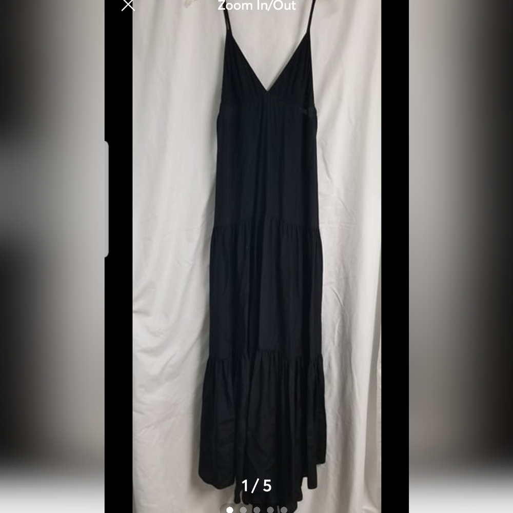 Womens Black L'AGENCE Genuine Silk Tiered Maxi Dress Size M